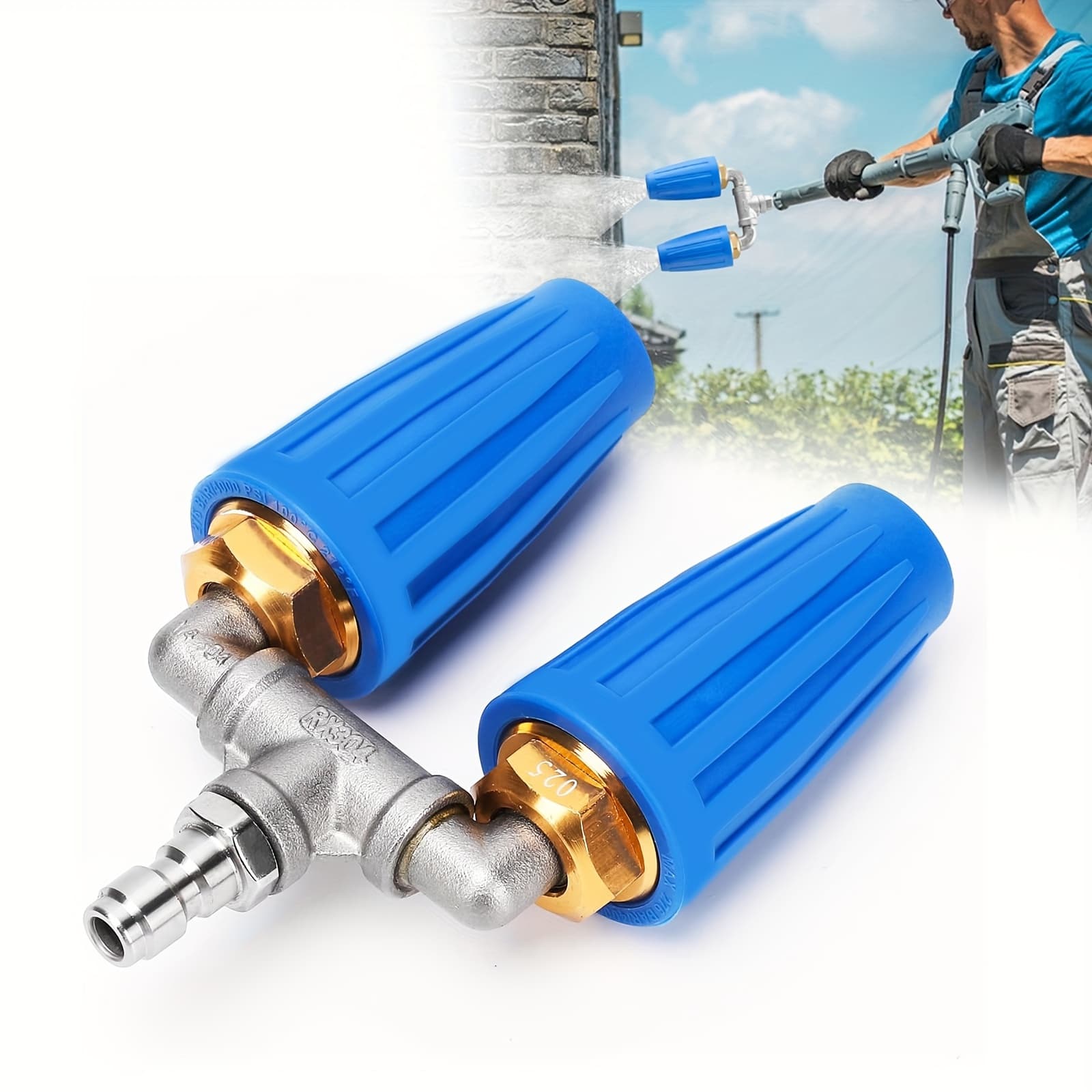TEMU 1pc Nozzle For Pressure Washer, Stainless Steel Connector, 4000psi, 1/4 Inch Quick Connect, For Gardening, Car Cleaning