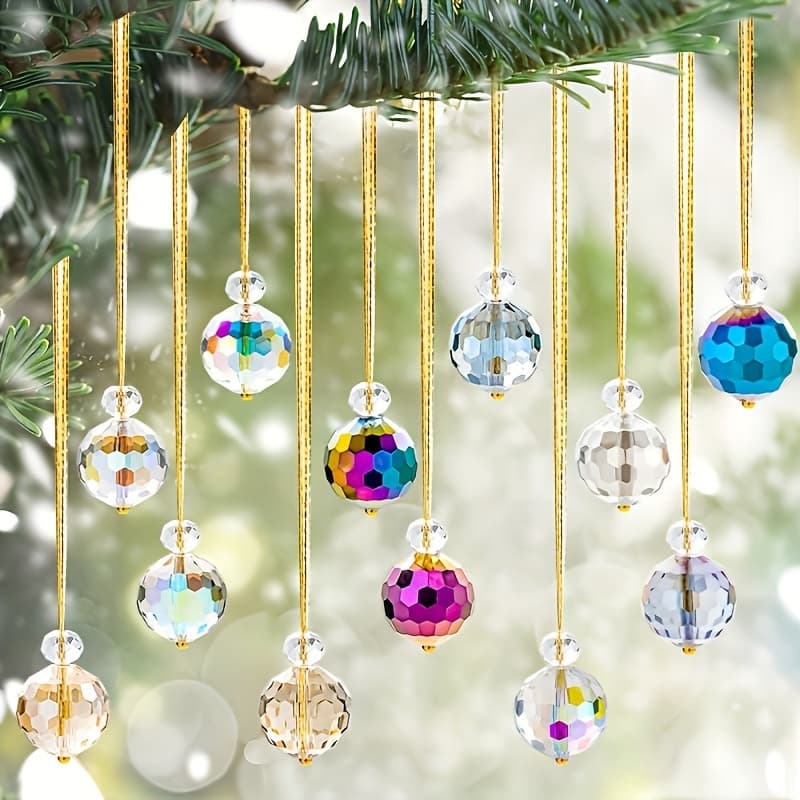 TEMU 12 Luxurious Crystal Ornaments For Christmas - Shimmering Tree And Light Catchers - Stunning Holiday, Home, And Office Decor - Ideal Presents For Christmas And Themed Celebrations