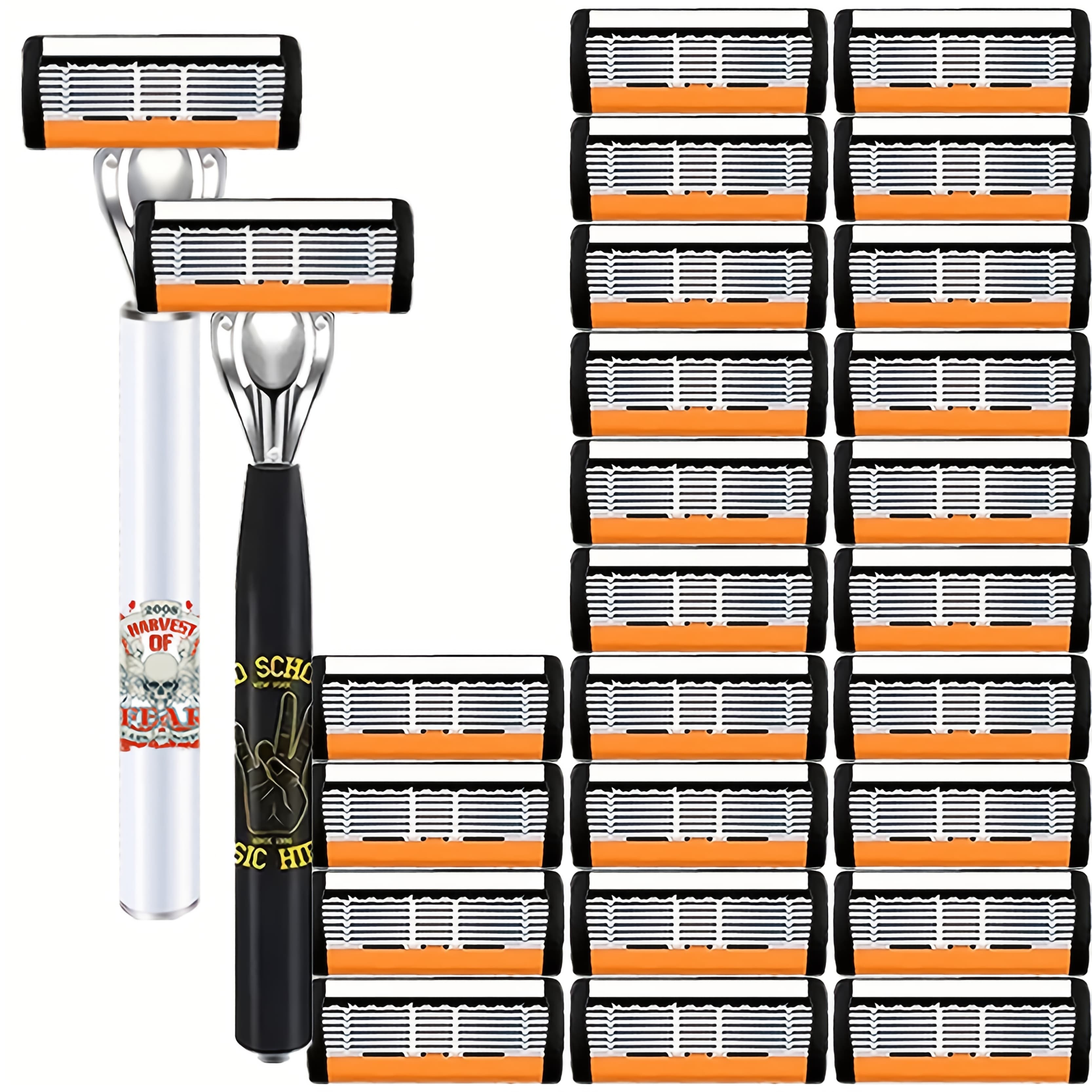 TEMU Luxurious And Trendy Men's Safety Razor, 2 Anti-slip Stainless Steel Handles, 24 Replaceable , , Safe And Shaving, A Must-have Manual Razor For Men