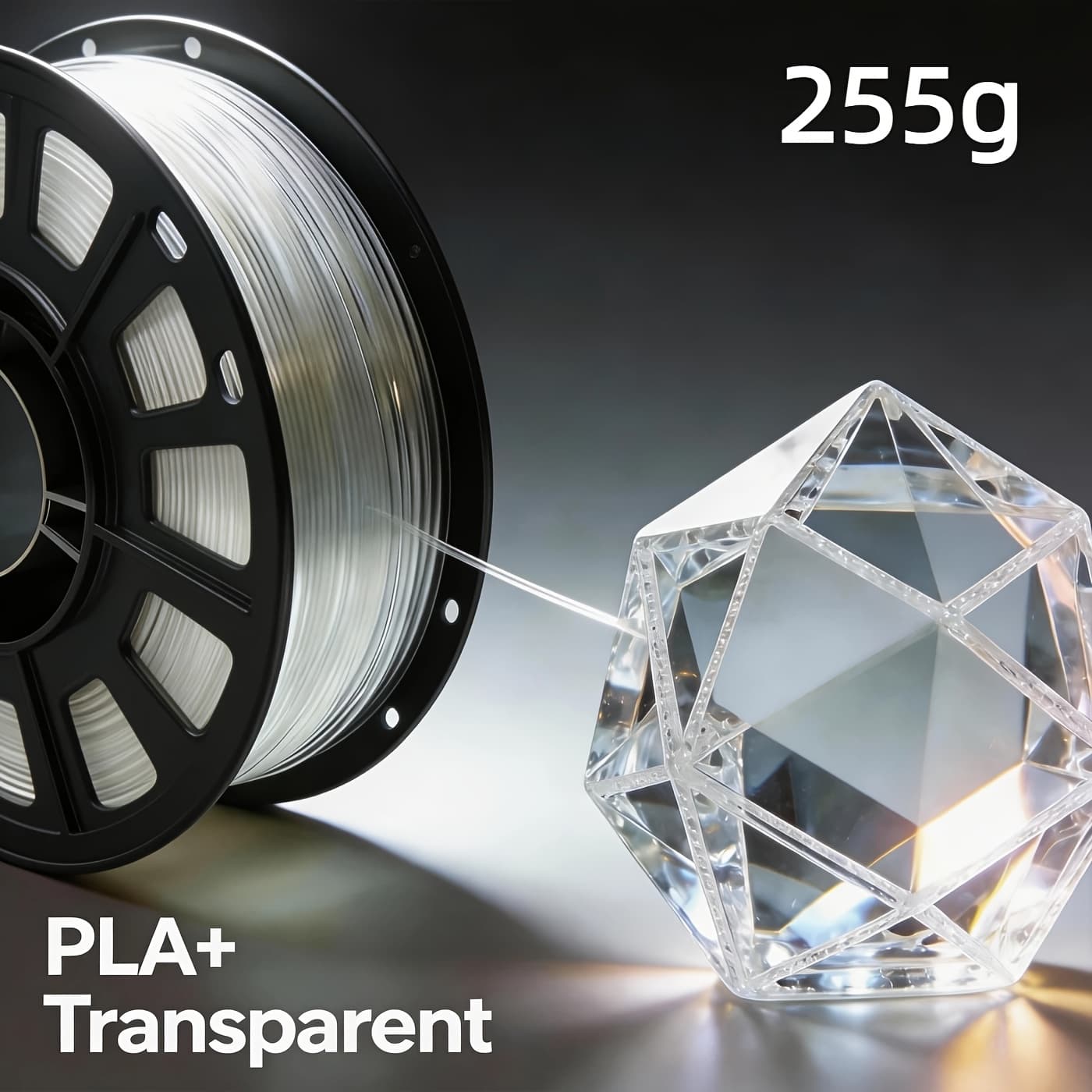 TEMU 3d Printing Filament Pla 255g Transparent Series Is And Requires Less Filament Pulling. It Supports A Printing Speed Of 50-600mm/s And Is Suitable For Most Fdm 3d Printers.
