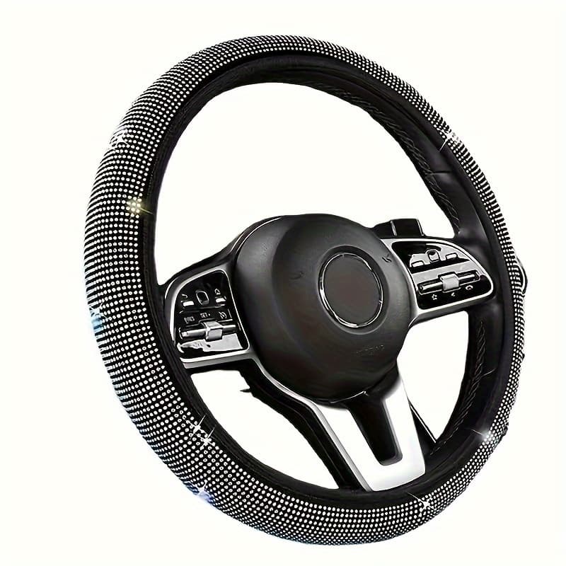 TEMU 1pc A Car Steering Wheel Cover, All Season Universal Non-slip Car Steering Wheel Handle Gloves, With Rhinestones Crystal Full Diamond Supplies Interior Decoration-your Car - And Make