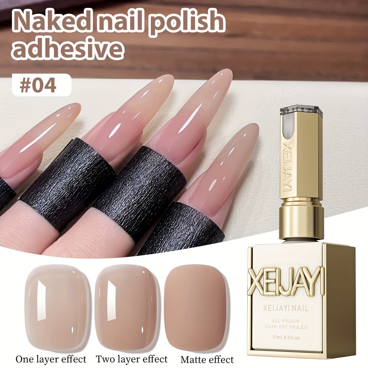 TEMU Xeijayi 15ml Led Nail Gel, Semi-permanent Soaking Gel For Diy Nail Art, Alcohol-free Gel, Long-lasting Manicure