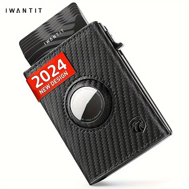 TEMU Slim Airtag Wallet For Men, Minimalist Mens Wallet With Elastic Strap Pocket - Rfid Shielded Card Holder With Elegant For And Style