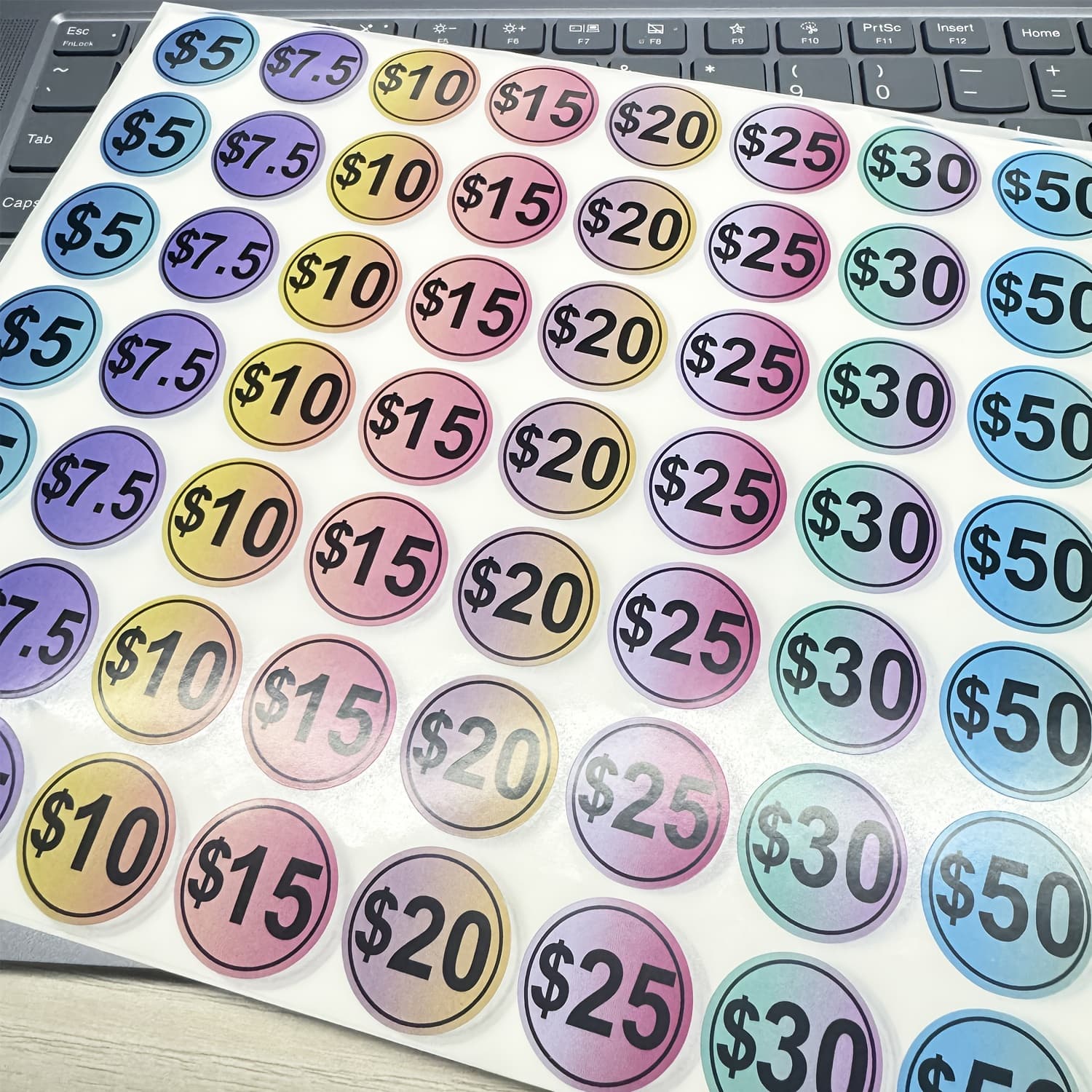 TEMU 700pcs 1-inch Bright Gradient Price Tags For Yard & Garage - Pre-priced Labels For , Retail Business Supplies