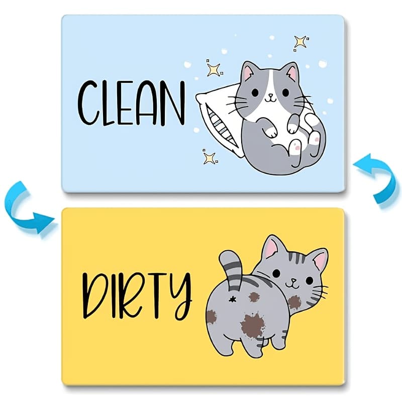 TEMU Funny And Cute Cartoon Cat Dishwasher Magnet, Clean/dirty Indicator, Double-sided Design, Suitable For Kitchen Cleaning Indicator
