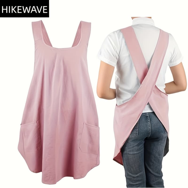 TEMU 1pc Women's Breathable Polyester Apron - Multifunctional Kitchen And Gardening Apron With Adjustable Waistband, Durable And Easy To Clean, Suitable For Painting And Handmade Crafts