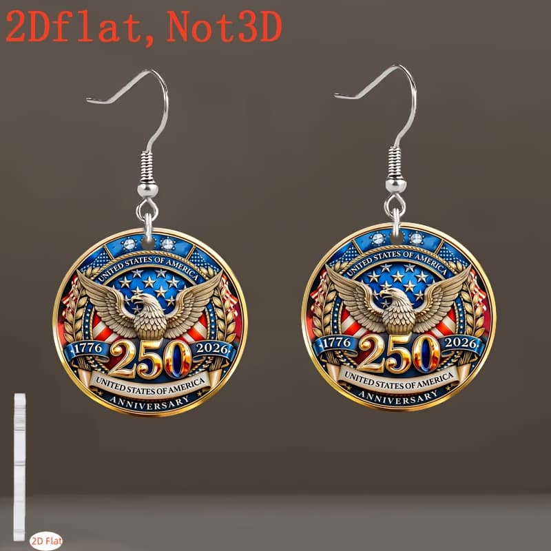 TEMU 2d Flat, 2d Party Accessories, Celebrating The 250th Anniversary Of The United States, Women's Earrings, Jewelry, Acrylic Material, Stainless Steel Ear Hooks