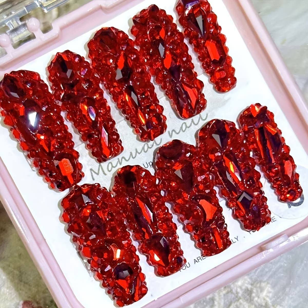 TEMU 10pcs Flash Rhinestones Full Of Diamonds Spice Style Handmade Heavy-duty High- Of Removable Manicure
