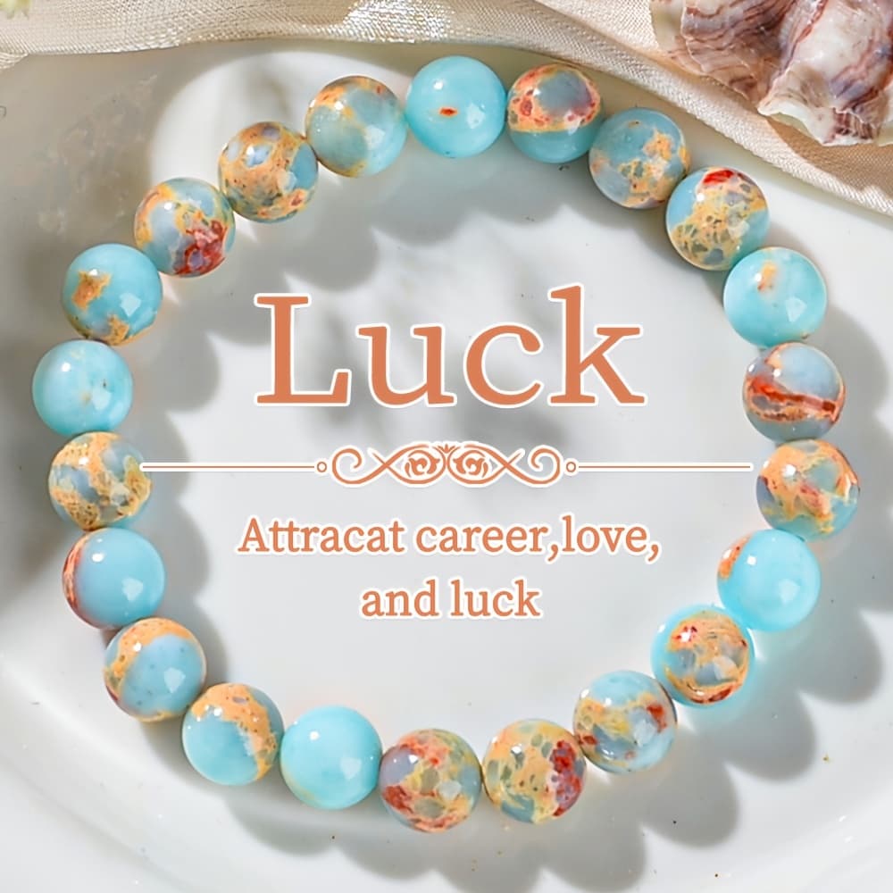 TEMU 8mm Natural Stone Bracelet In Bohemian Retro Style - A Flexible And Stylish For Men, Use And Gifting, Ideal For Father's Day, A Bracelet For Him