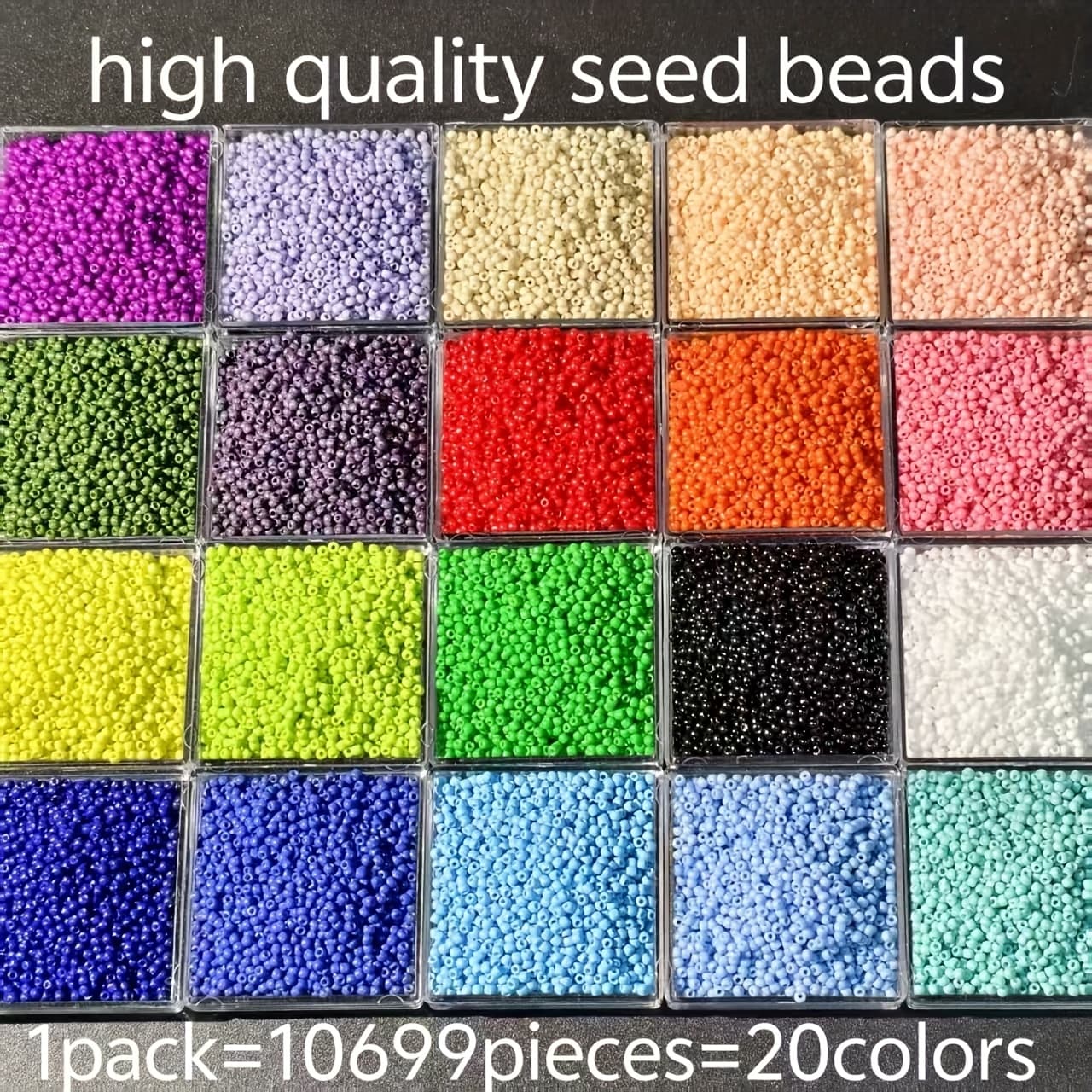 TEMU 10699pcs 1.6mm 20-color High-quality Seed Beads Aurora Beads, Suitable For Diy Bracelets, Earrings, Machine Embroidery Clothing Beads, Halloween Gift Set For Mom
