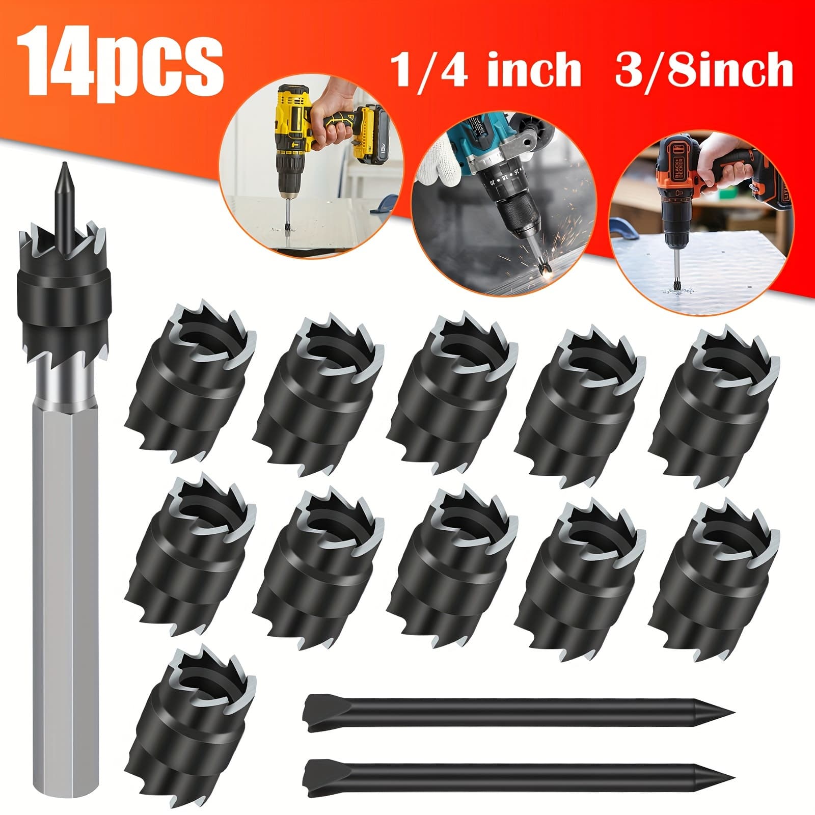 TEMU T1b5420 14pcs Spot Weld Drill Set