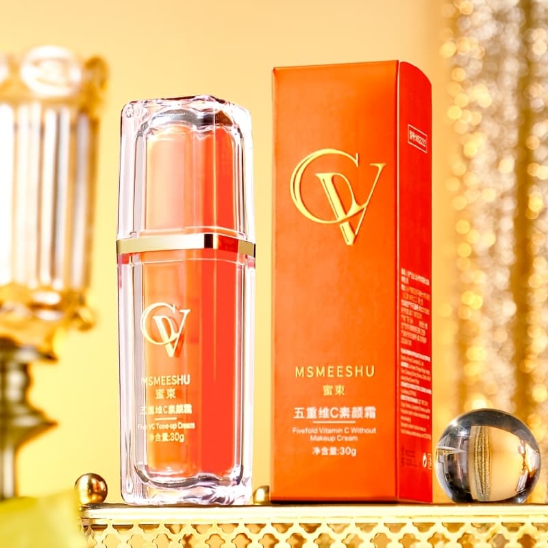 TEMU 5x Vitamin C Brightening Cream-waterproof Concealer Primer, Natural Long-lasting End, Skin Tone, Lightweight Non-sticky. Gift