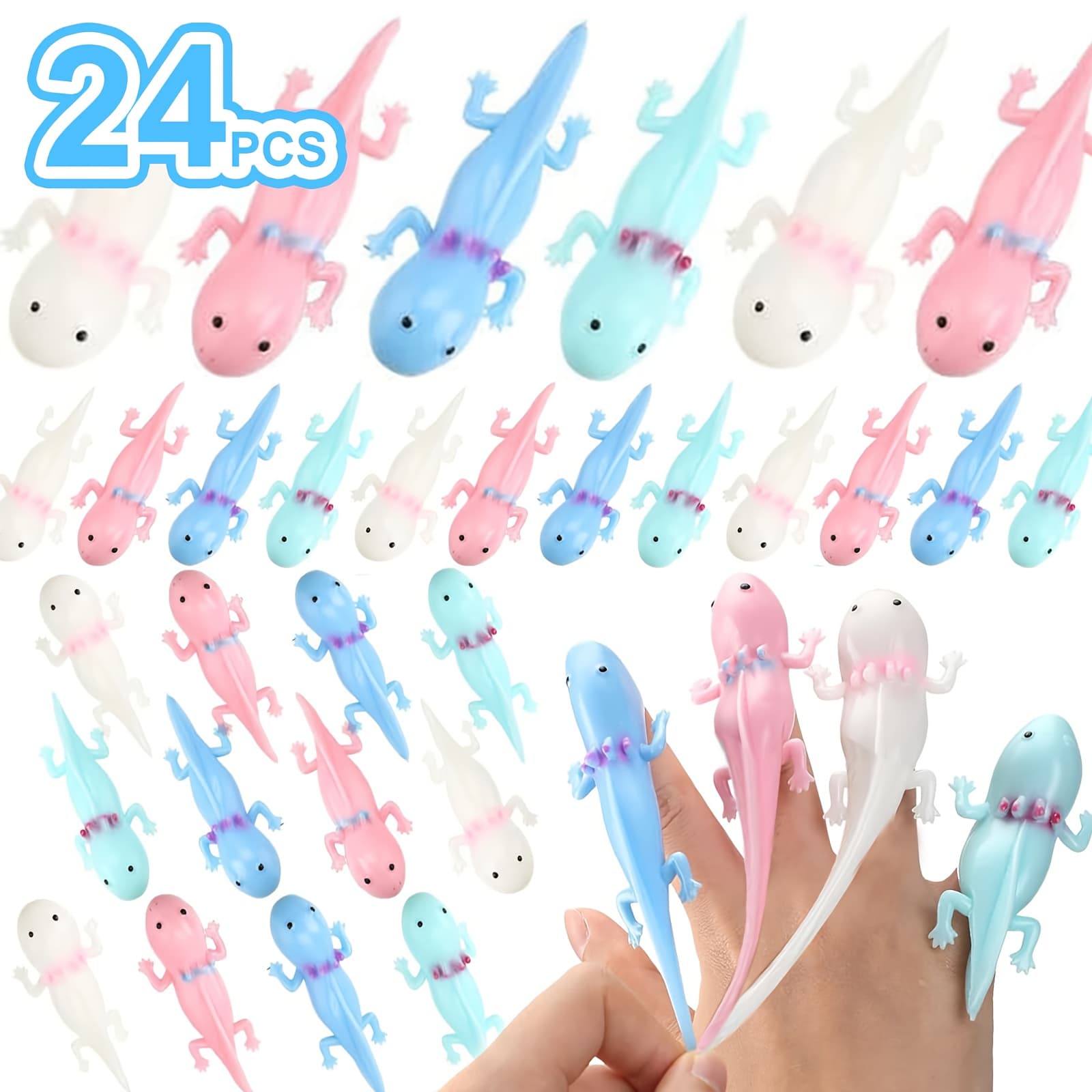 TEMU 24pcs Axolotl Sensory Fidget Toy Cute Axolotl Party Favors Axolotl For Child Toys Axolotl Birthday Party Amphibiously Gifts Decorations, Finger Puppet Toy.