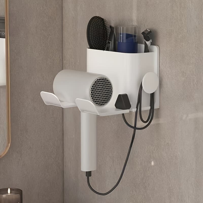 TEMU Hair Dryer Multifunctional Shelf, Bedroom Bathroom Wall-mounted Storage Rack, Shelves