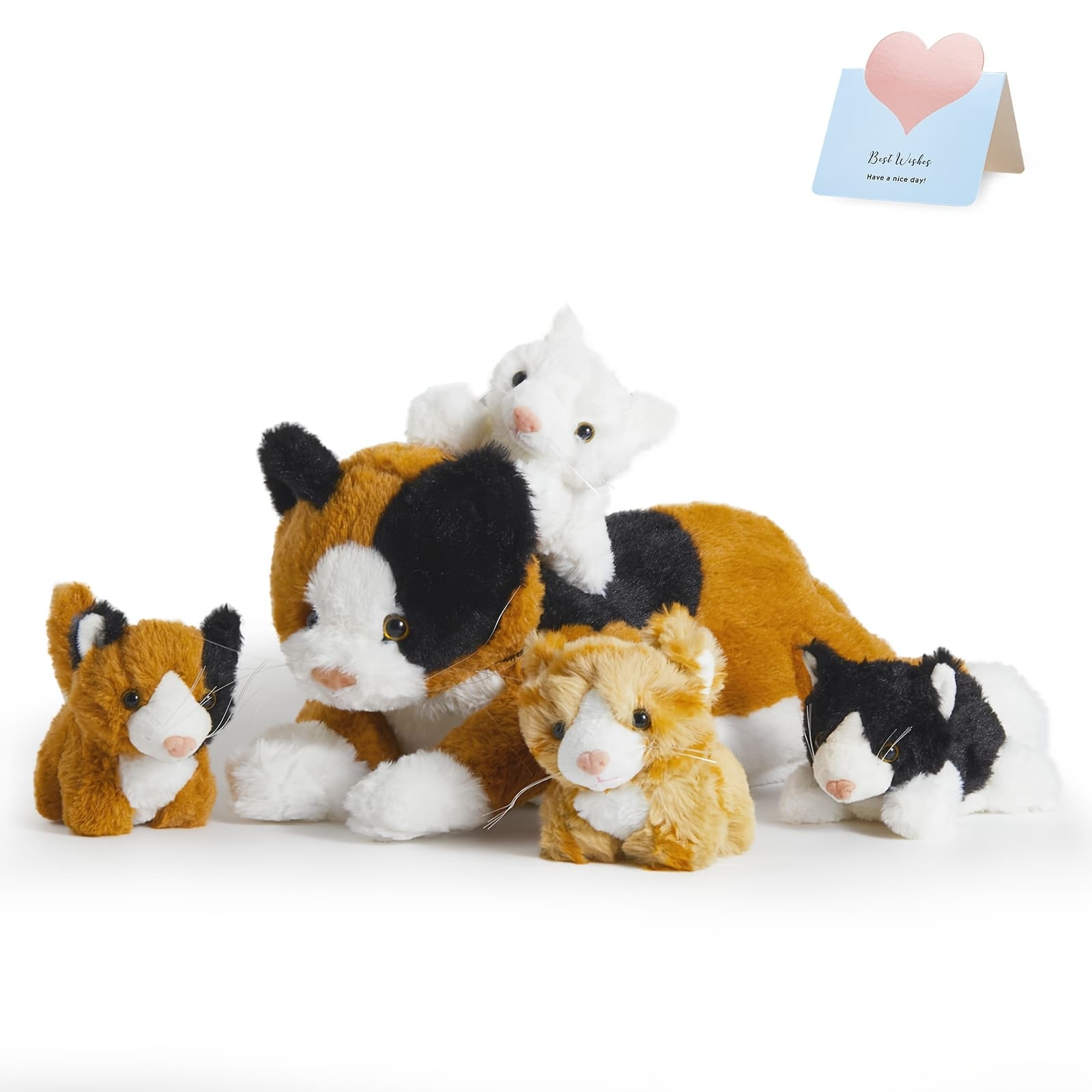 TEMU Cuddly Mommy Cat With Cat Plush Toys, Happy Gift, Soft Stuffed Animal Doll, Ideal For Playing, Birthday Party Gift Toy For Kid, Holiday Decor Bed Sofa Ornament