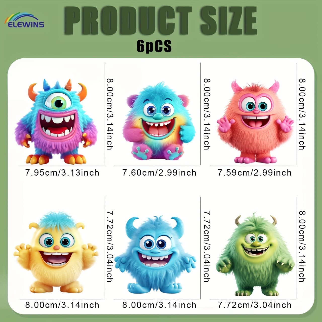 TEMU 6pcs/set Cute Monster Diy Iron On Dtf Transfers Stickers Washable Heat Transfer Designs Decals Patch For T- Jeans Backpack