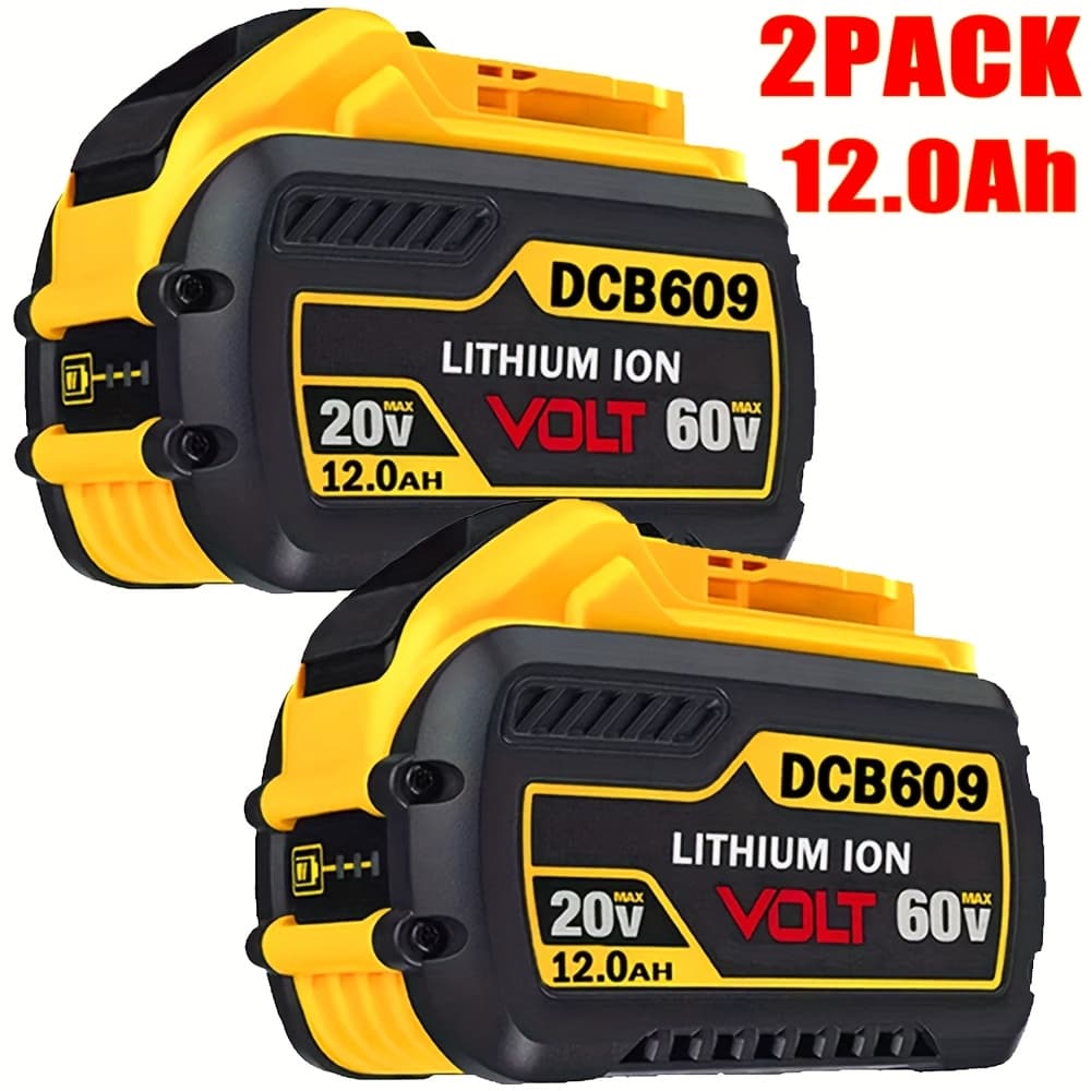 TEMU 2 Packs Replace For Dcb606 Dcb609 20v/60v Max 12.0ah Battery Compatible With For 20v/60v Power Tools Compatible With For 20-60v Battery