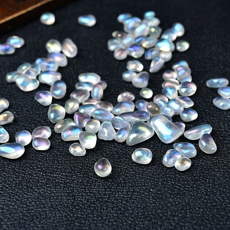 TEMU Natural Pebbles, For Aquarium Decoration, Jewelry Making And Home Decor - Iridescent Blue- White Translucent Stones, Suitable For Glass Containers, Vases And Plant Additions