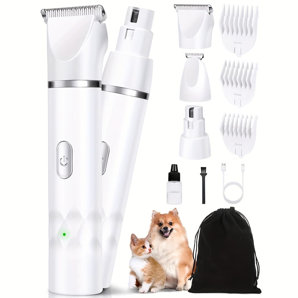 TEMU A Compact Grooming Set For Small Dogs, Featuring Rechargeable Clippers With 2 Speed Settings, A Quiet Paw Trimmer, And A Nail Grinder, All Designed For Cordless Use With Small Pets
