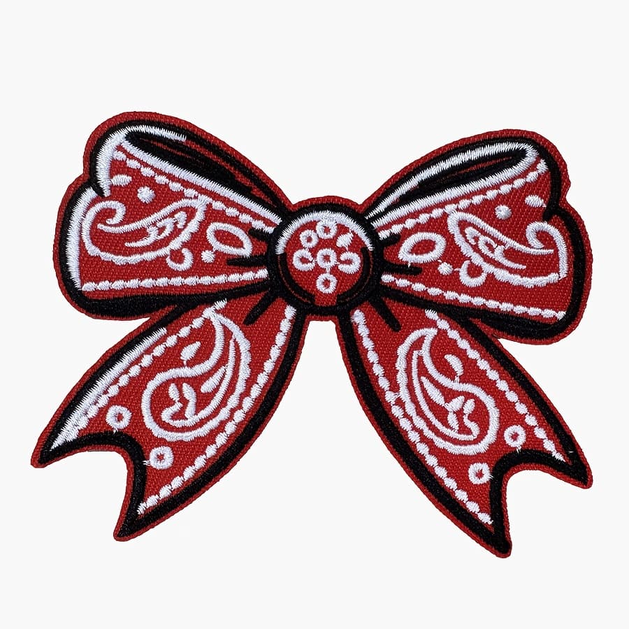 TEMU A Single Red Bow Embroidered Patch, Red Scarf Bow Patch, Bow Patch, Exquisite Pattern Patch, Christmas Bow Patch, Ironed/sewn, Suitable For Home Decor, Bags, Hats, Clothing, And More
