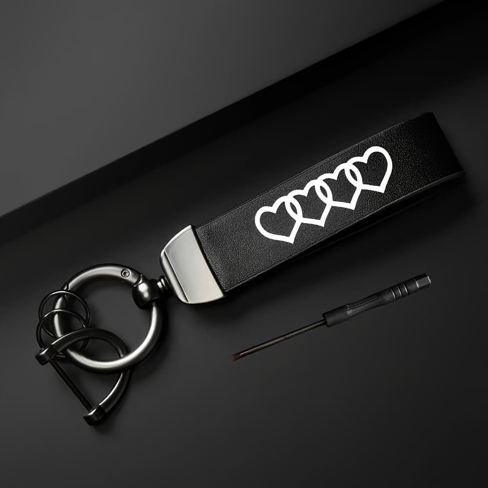 TEMU 1 Pu Leather Keychain - Durable Car Key Holder - Decor - Accessory - Minimalist Keychain With Heart Pattern