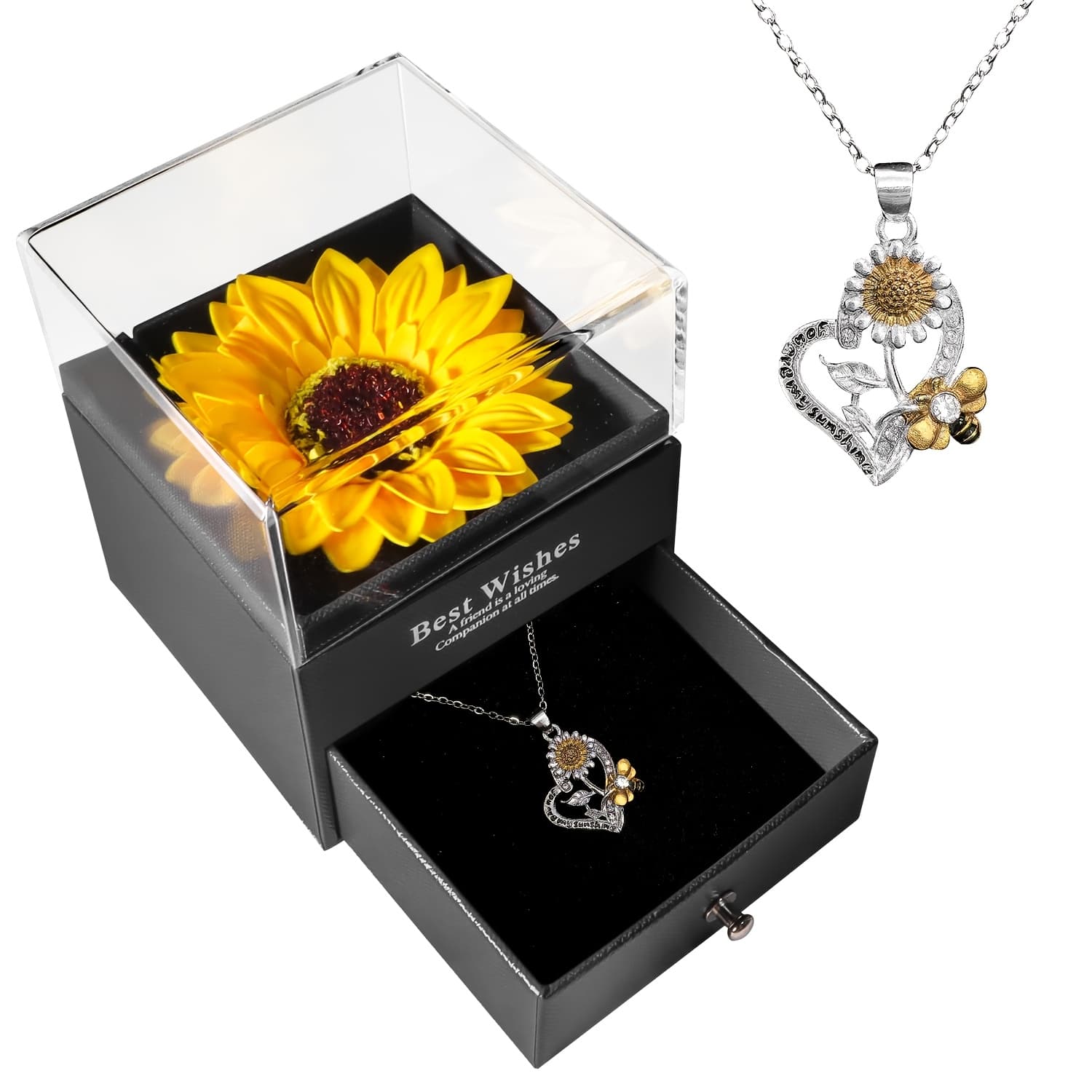 TEMU Valentine's Day Gift Artificial Soap Sunflower Flower Gift Box With Necklace Set-perfect Gift For , Valentine's Day, Thanksgiving, Christmas, Anniversary.gifts For Women, Mom