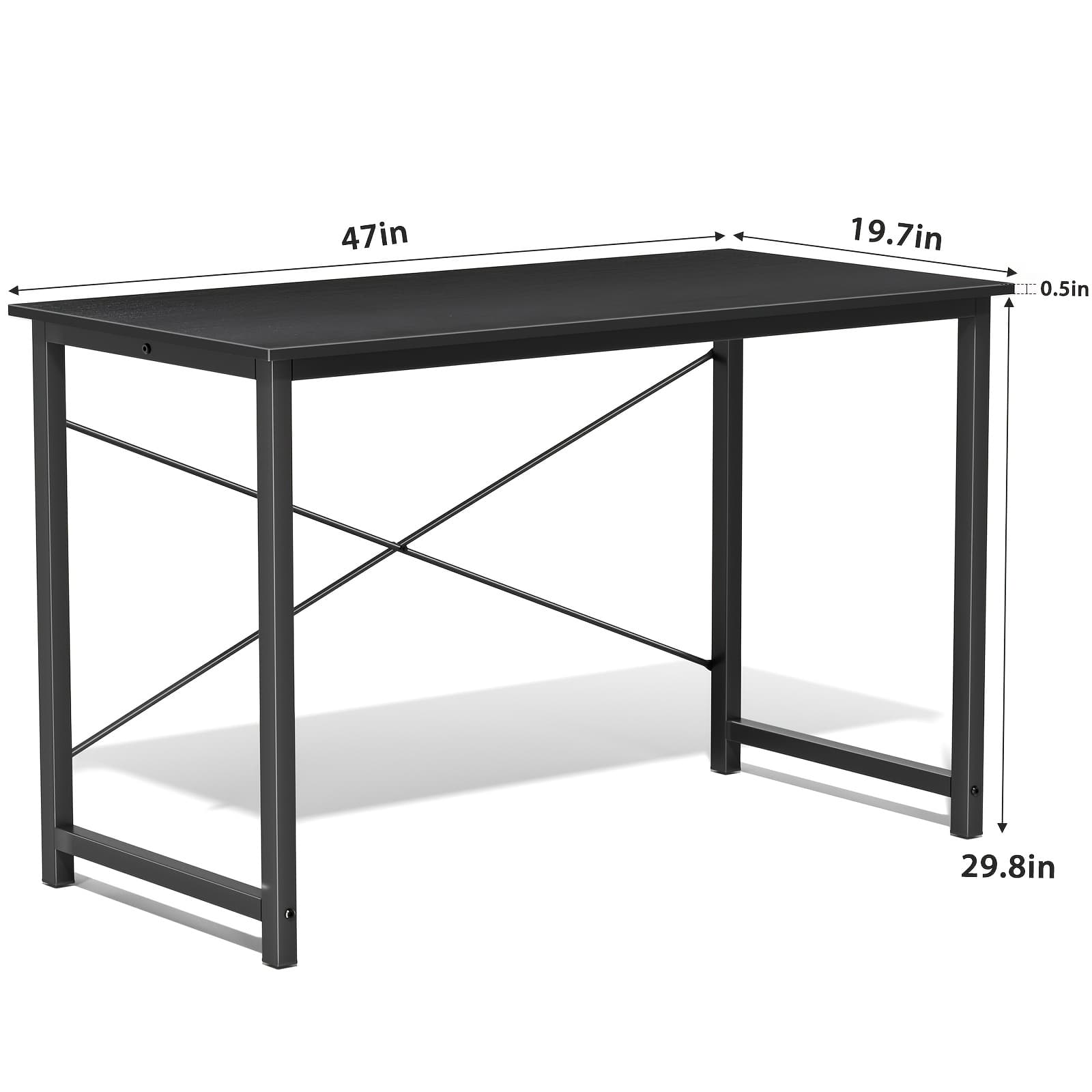 TEMU 47 Inch Desk For Small Spaces | Black Metal Desk With Storage And Headphone Hook, Independent Stand, Color