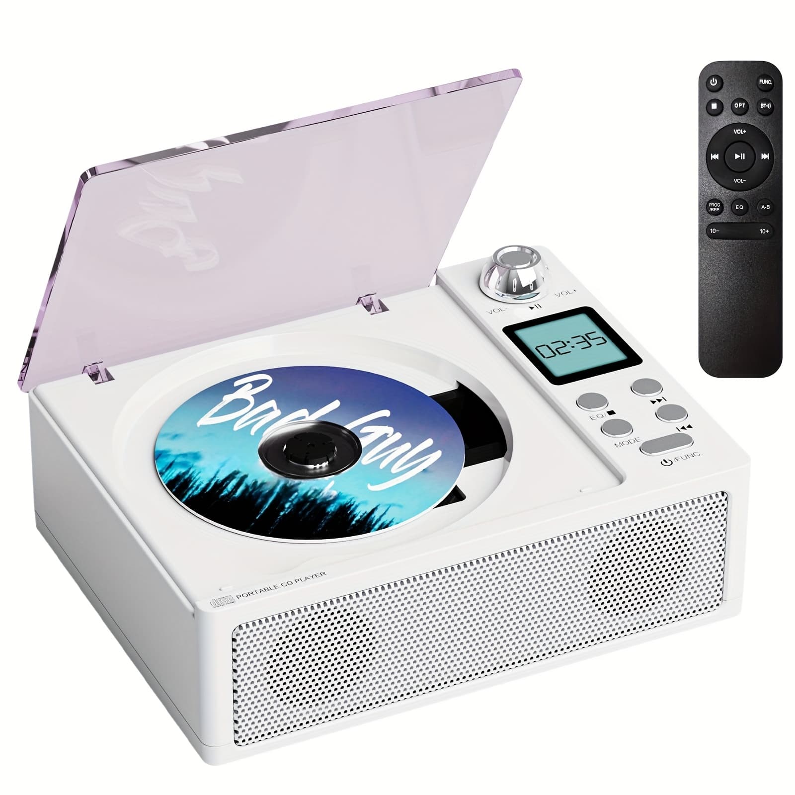 TEMU Cd Player Featuring Dual Stereo Speakers, Remote Control, Usb , Wireless Speaker , Aux Input, Fm Radio, Type C Charging, Led Display, And A Stereo Earphone Jack