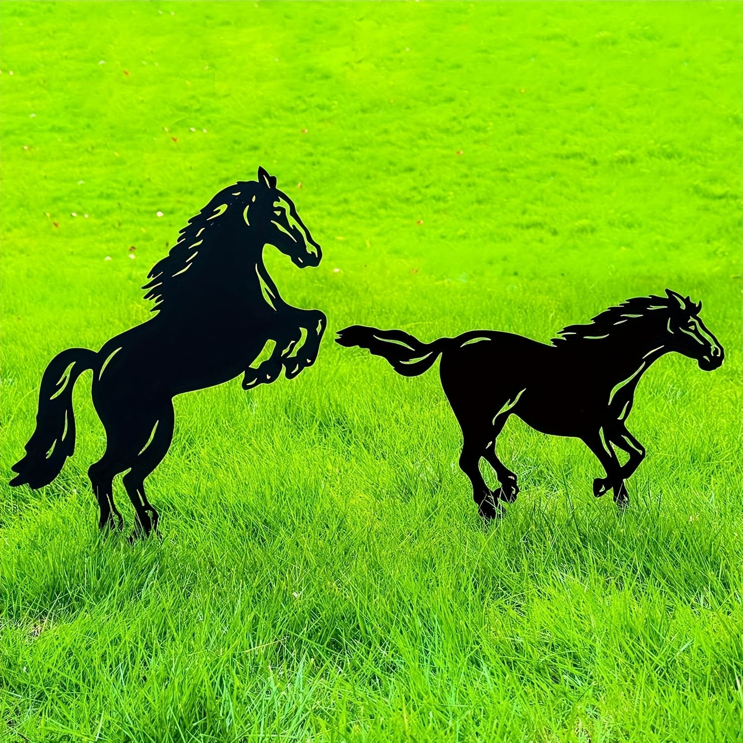 TEMU Metal Horse Sculptures For Outdoor Use - Featuring A Running , Designed In Art , Perfect For Decorating Courtyards, Gardens, And Lawns, No Batteries Needed, Equine Decor