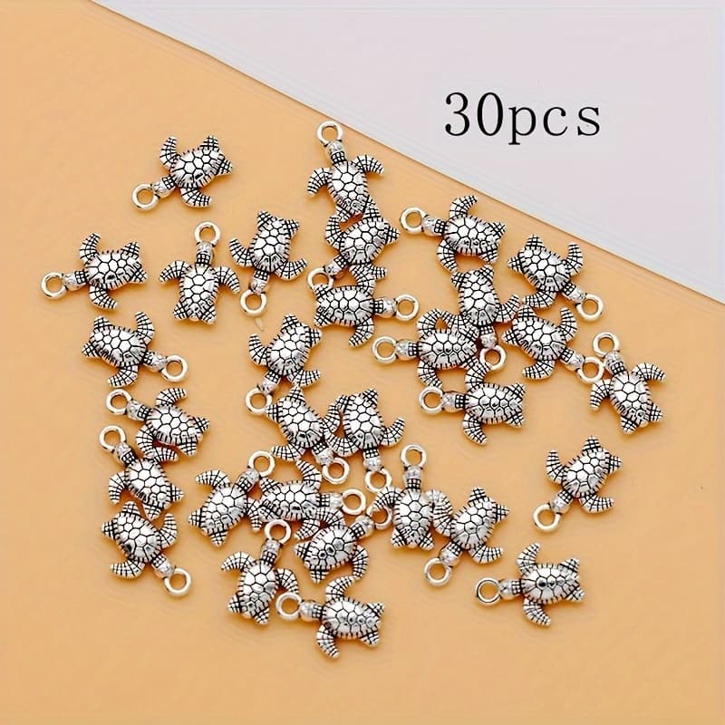 TEMU 30pcs Ocean Tortoise Turtle Pendant Turtle Charms, Alloy Marine Animals Tortoise Turtle Pendants Tortoise Charms For Jewelry Making Ideal For Bracelets And Necklaces Earrings Crafting Additions
