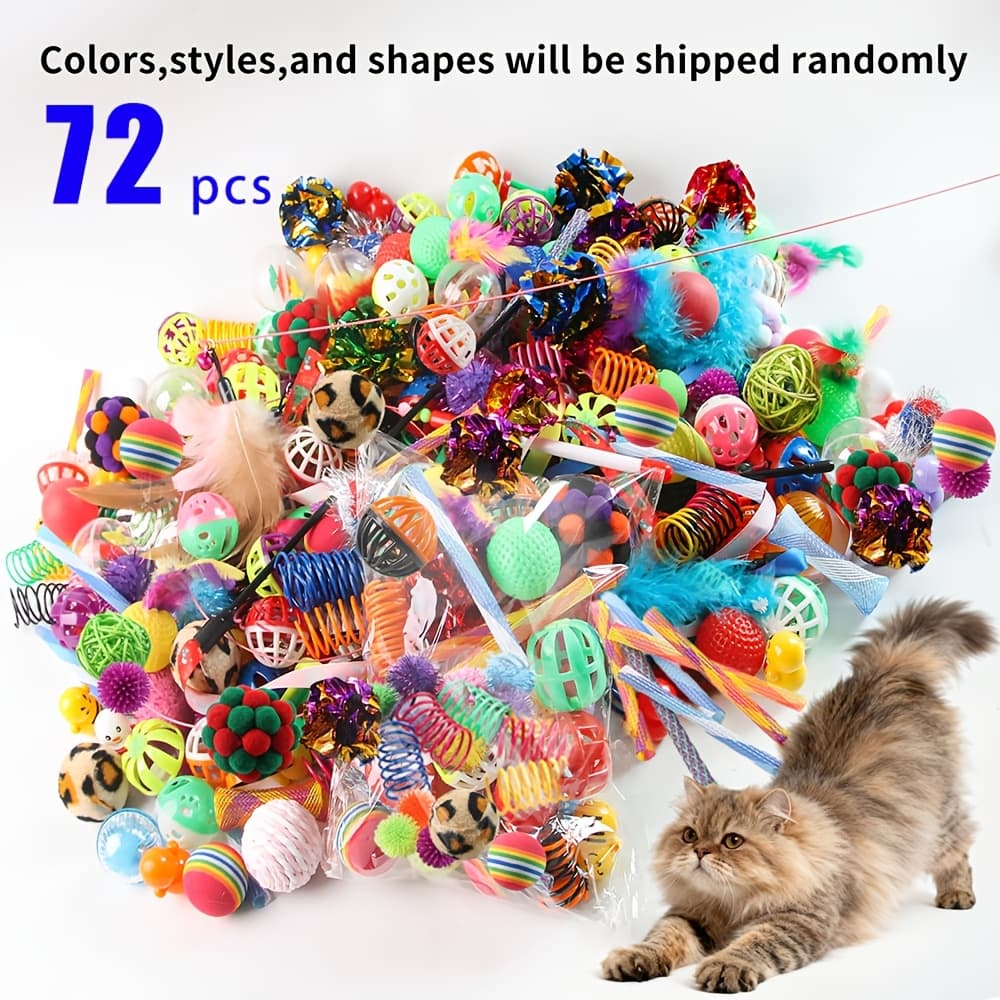 TEMU Multi-cat Interactive Toy Suitable For All Breeds & Sizes - Safe Plastic & With -free Operation, Random Colors/patterns, Suitable For Kittens And Cats, Polyester Blend For Play (no )