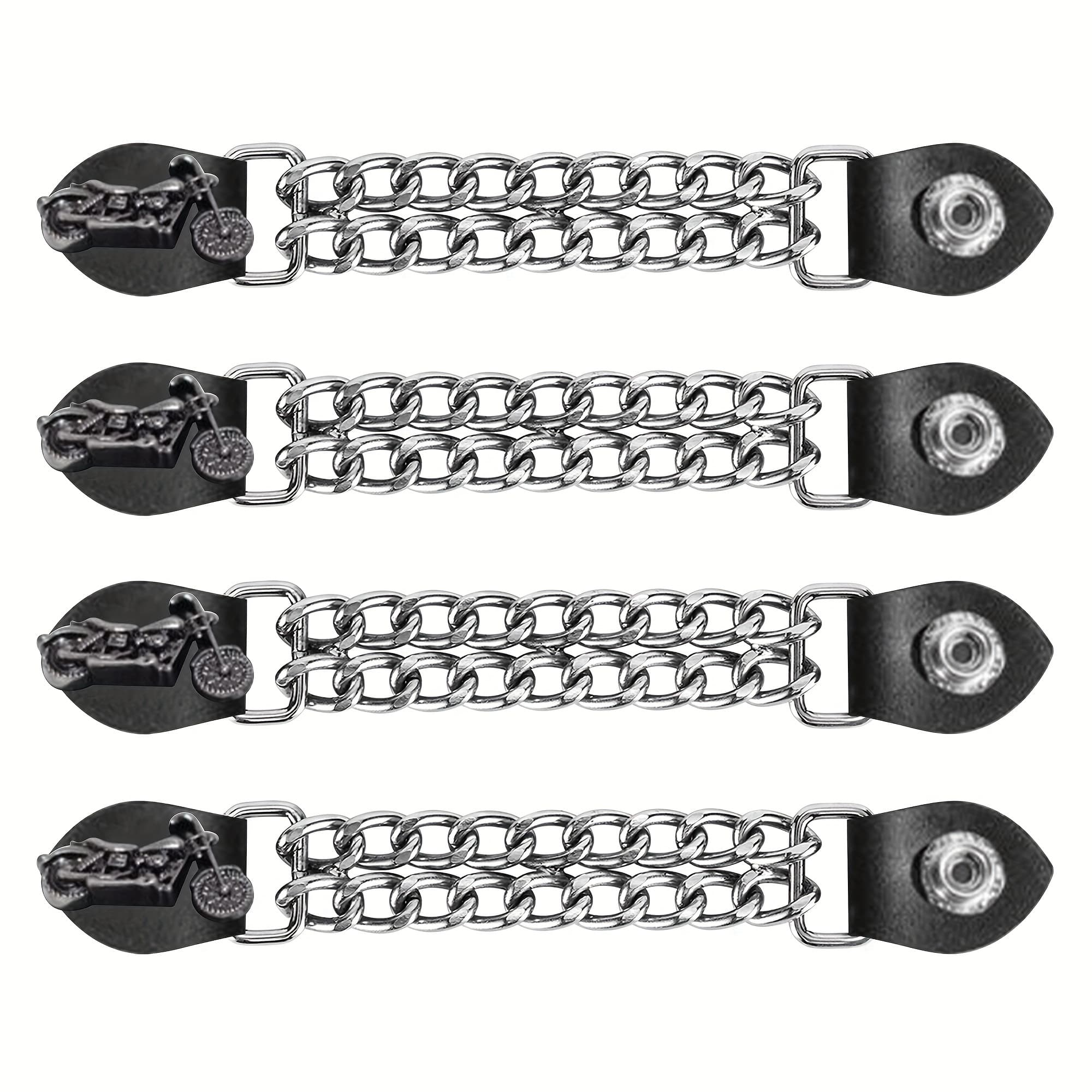 TEMU Motorcycle Logo Pu Leather Motorcycle Vest Extender With Double Chains For Women/men Bikers, Perfect Gift For Or Father's Day