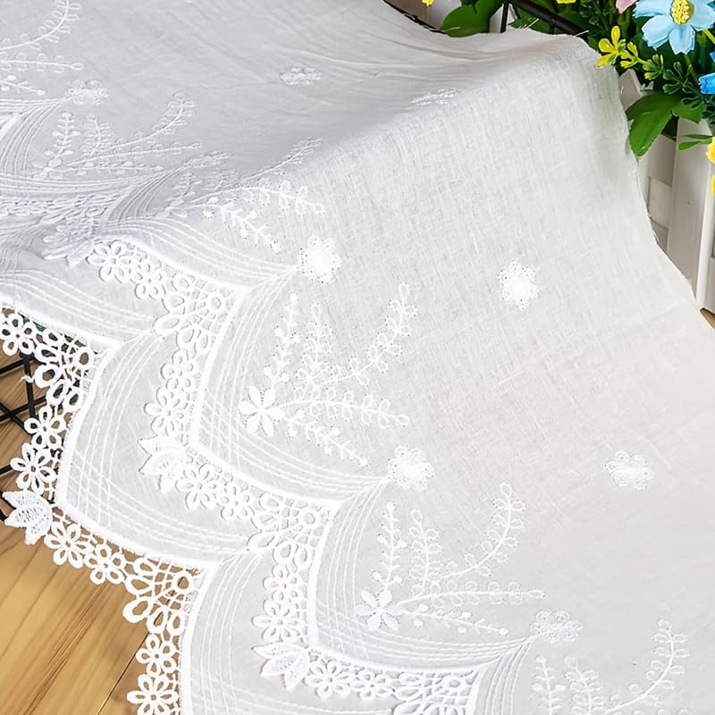 TEMU 1 Yard Embroidered Double-row Y Fiber Fabric, Diy Decorative Apparel Sewing Lace Hem Trim, Fabric Accessory