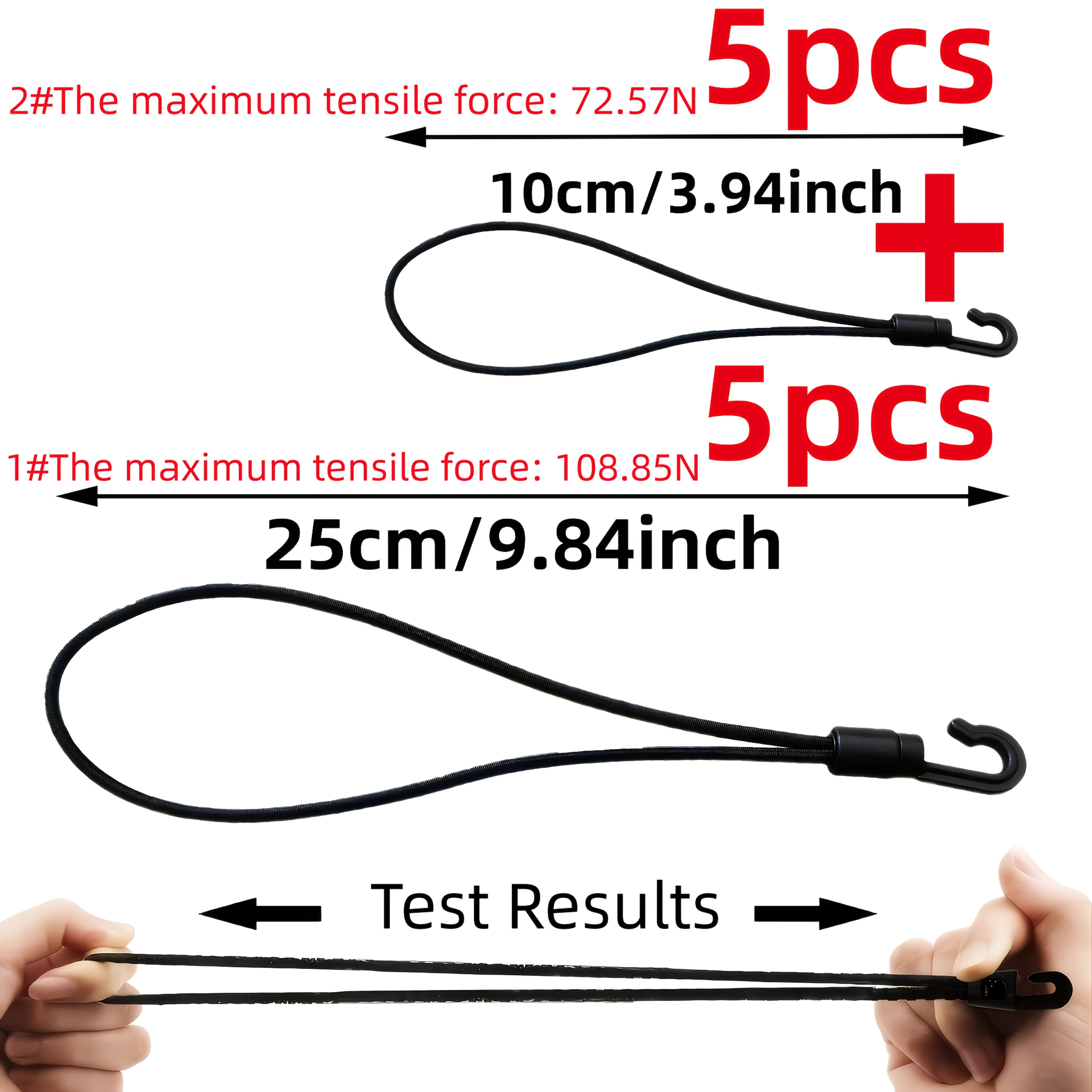 TEMU 5/10pcs Heavy-duty Elastic Tie Ties With Hooks - Secure & Durable Stretch Straps For Camping, Pool Covers, Boat Shelters & More - High Quality & -resistant