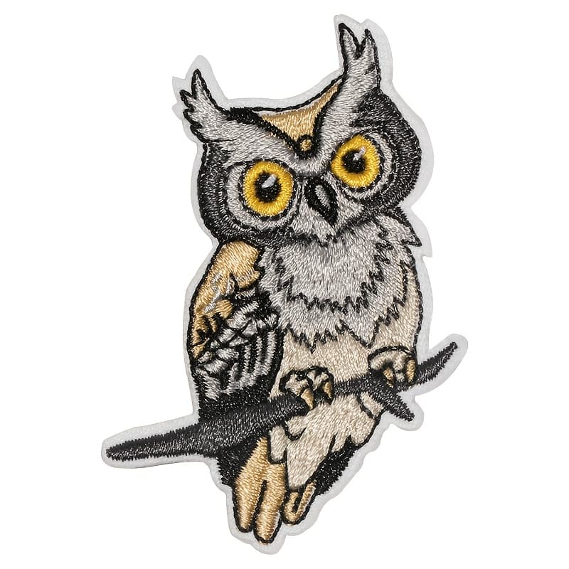 TEMU 1pc Embroidered Great Horned Owl Iron-on Patch, Mixed Color, Halloween Themed , Perfect Gift For And Collectors