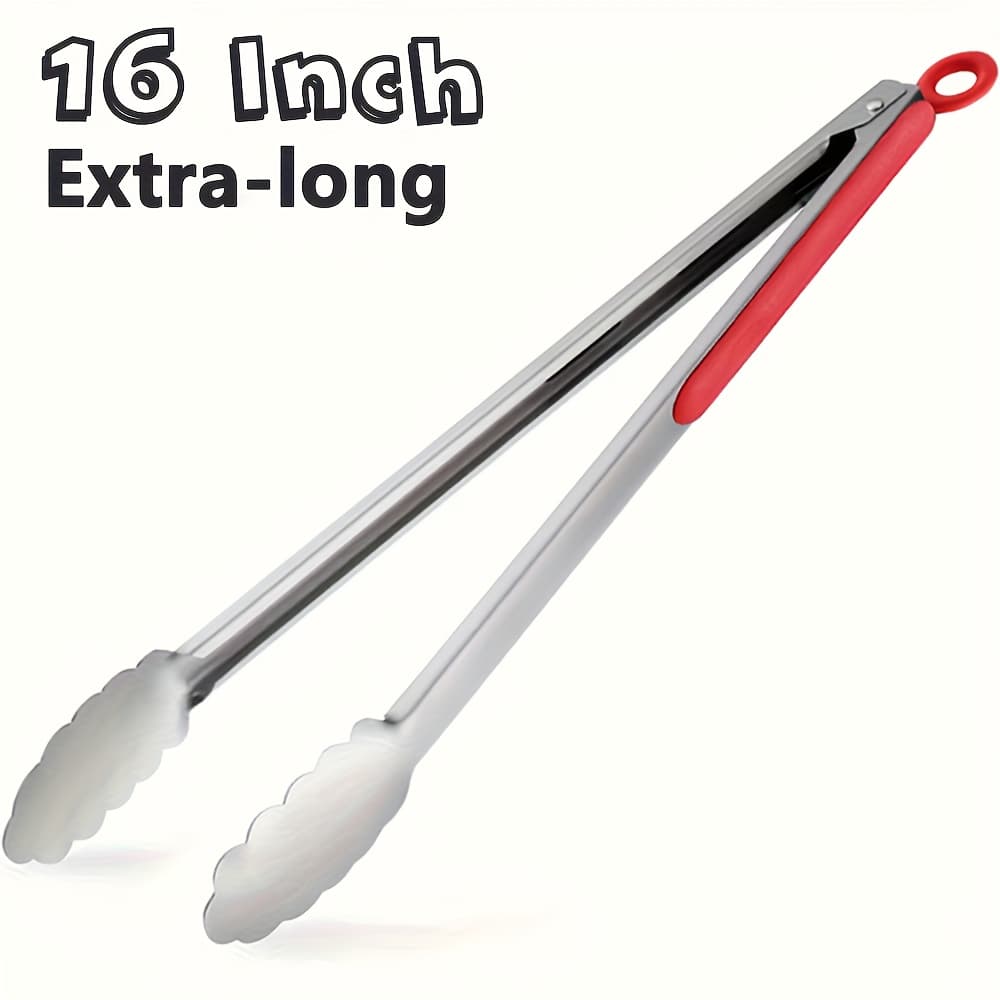 TEMU Grill Tongs, Extra Long Bbq Tongs, Steel Metal Tongs For Cooking, Grilling, Barbecue/bbq, Buffet