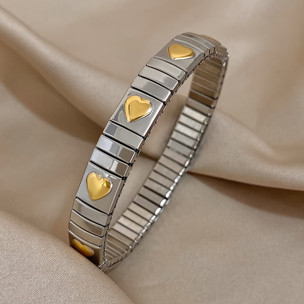 TEMU Selling New Elastic Stainless Steel -plated Bangle Bangle Bracelet With Patterns, Spring Stainless Steel Men's And Women's Bangle Bangle Bracelet