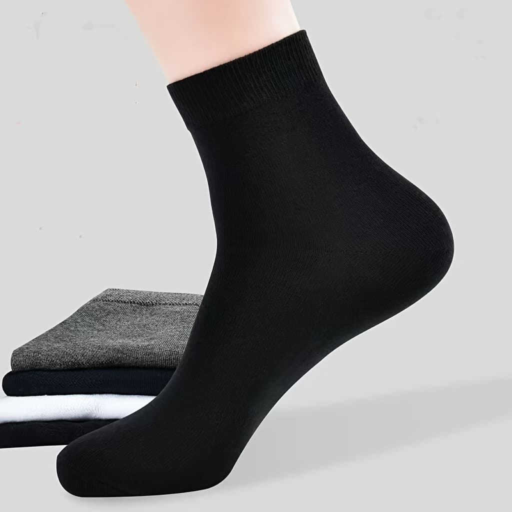 TEMU 5 Pairs Unisex Diabetic Socks, Breathable Polyester Fiber Spandex Blend, Comfortable Elastic Fabric, Round Socks For Elderly, Ideal Gift