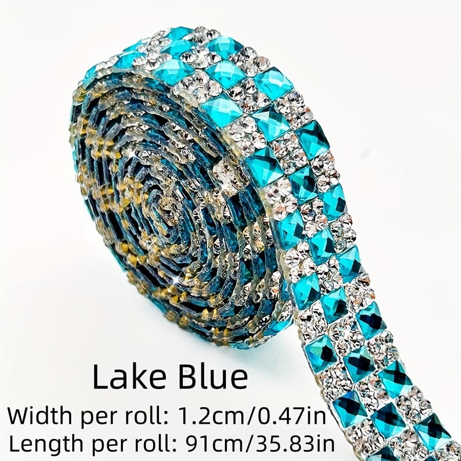 TEMU [colored Stone Sticker] 1 Size Self-adhesive Colored Stone Sticker Craft - Crystal Ribbon Sticker - Car Phone Camera, Clothing Decoration, Shoe And Hat Additions