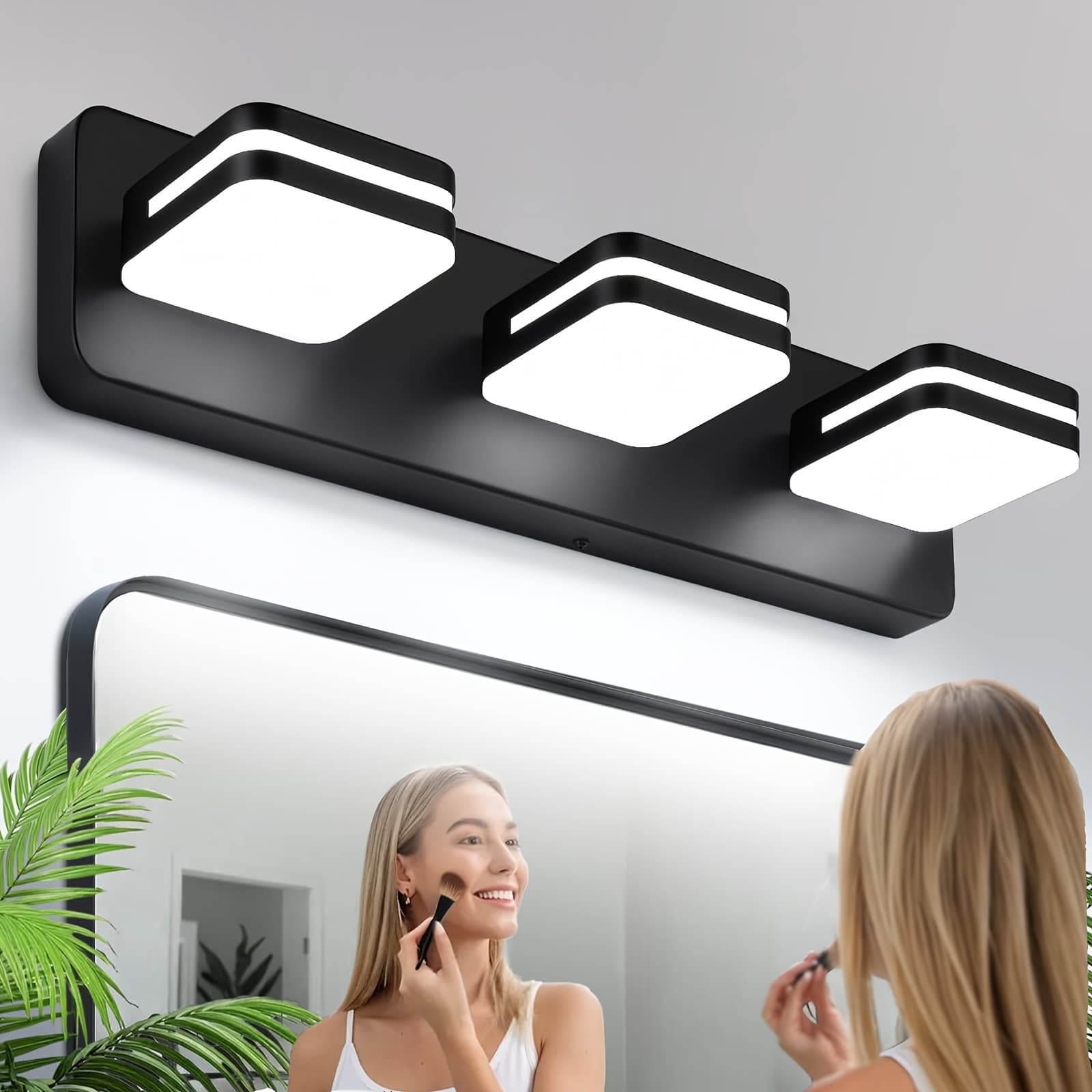 TEMU Led Modern Bathroom Vanity Light Fixtures , 27 Inch, Matte Acrylic Bathroom Wall Lighting Fixtures Over Mirror Cool White 6500k