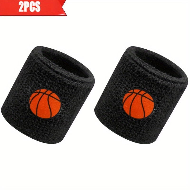 TEMU 2-pack Basketball & Soccer Sports Wristbands - High Breathable Gym Wristbands With Ball & Player Design, Stretchy Workout Wristbands For