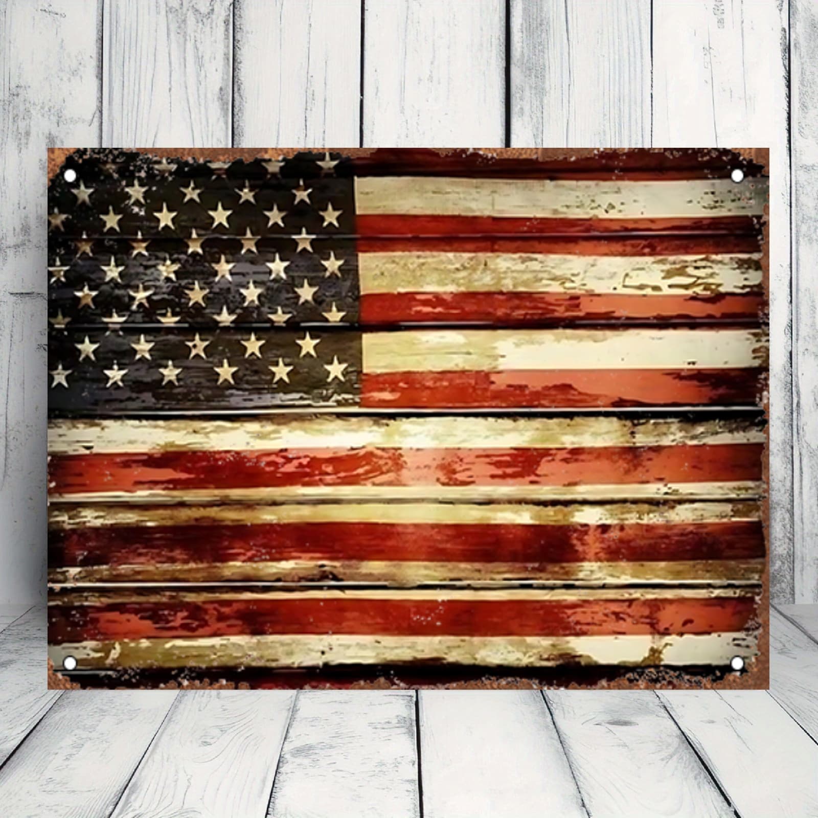 TEMU Stars And Stripes Vintage - Vintage Metal Iron Sign, Perfect For Living Room, Bedroom Or Office, Indoor/ Outdoor Use, Inspirational Decor | Durable Wall Print, 08 X 12 Inch