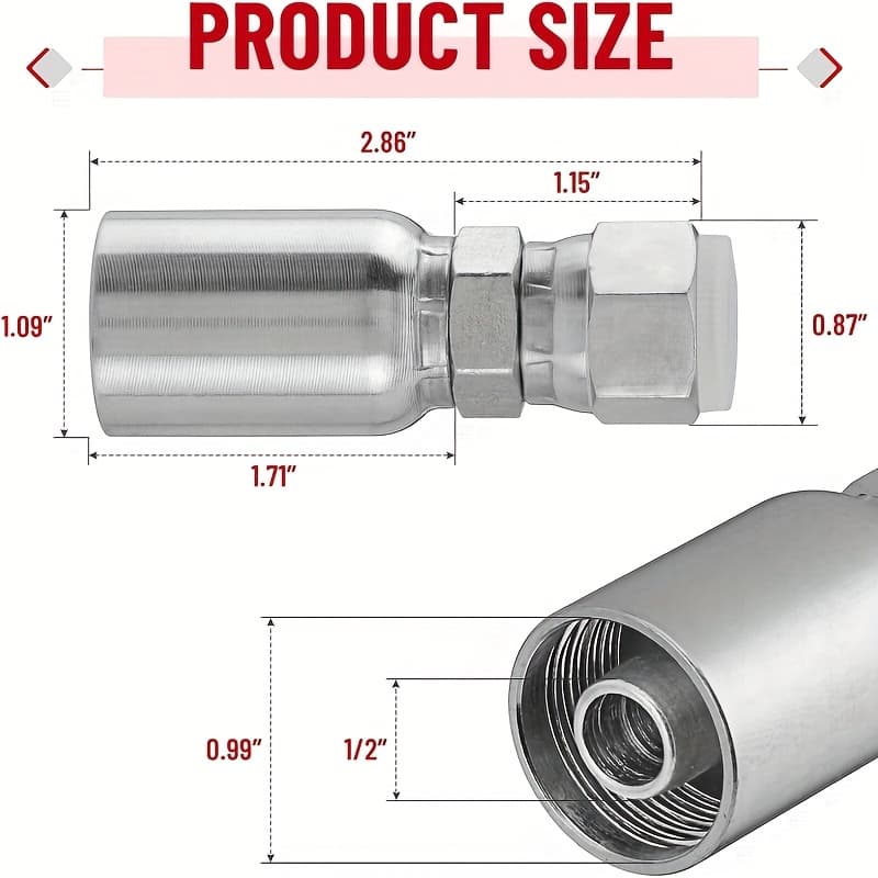 TEMU 12 Pack 3/8" Hydraulic Hose End Fittings: 3/8" I.d. Hose X 3/8" Jic 37° Female With Protection Cover Hydraulic Hose End Swivel Crimp Fitting thumbnail 2
