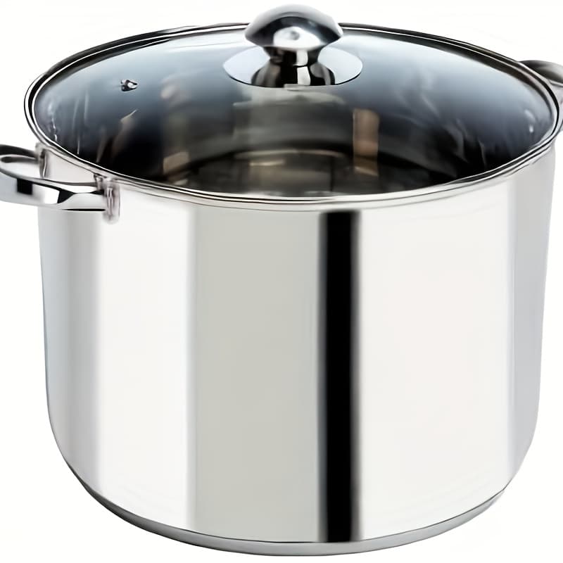 TEMU Large Capacity Stainless Steel , Heavy Duty Induction Cooking Pot- With Lid, Compatible With Gas & For Home, Restaurant, Camping - Easy-clean Cooking Pot, Restaurant Cookware, Versatile Cookware
