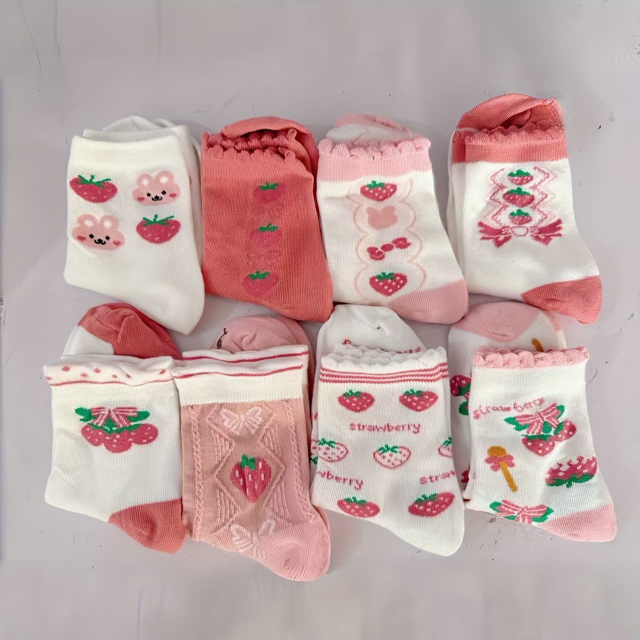 TEMU 8 Pairs Of Random Strawberry Spring And Autumn Women