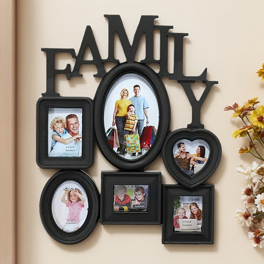 TEMU Family Picture Frames, Collage Wall Decor 6 Opening Collage Picture Frames For Wall, Picture Frame Photo Collage Frame Wall Hanging Gallery Frame For Living Room Bedroom