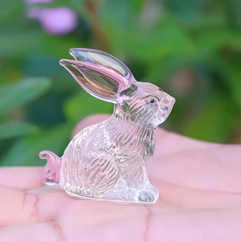 TEMU A Crystal Bunny Ornament, Crystal Handmade Sculpture Crafts, Valentine's Day, , Christmas, Living Room Office Home Decoration Ornaments, Creative Gifts For