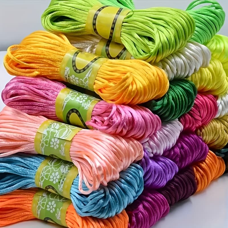 TEMU 10pcs Satin Nylon Rope, 20-yard, Durable - Versatile For Jewelry Making, Crafts, Bead Weaving, And Diy Projects