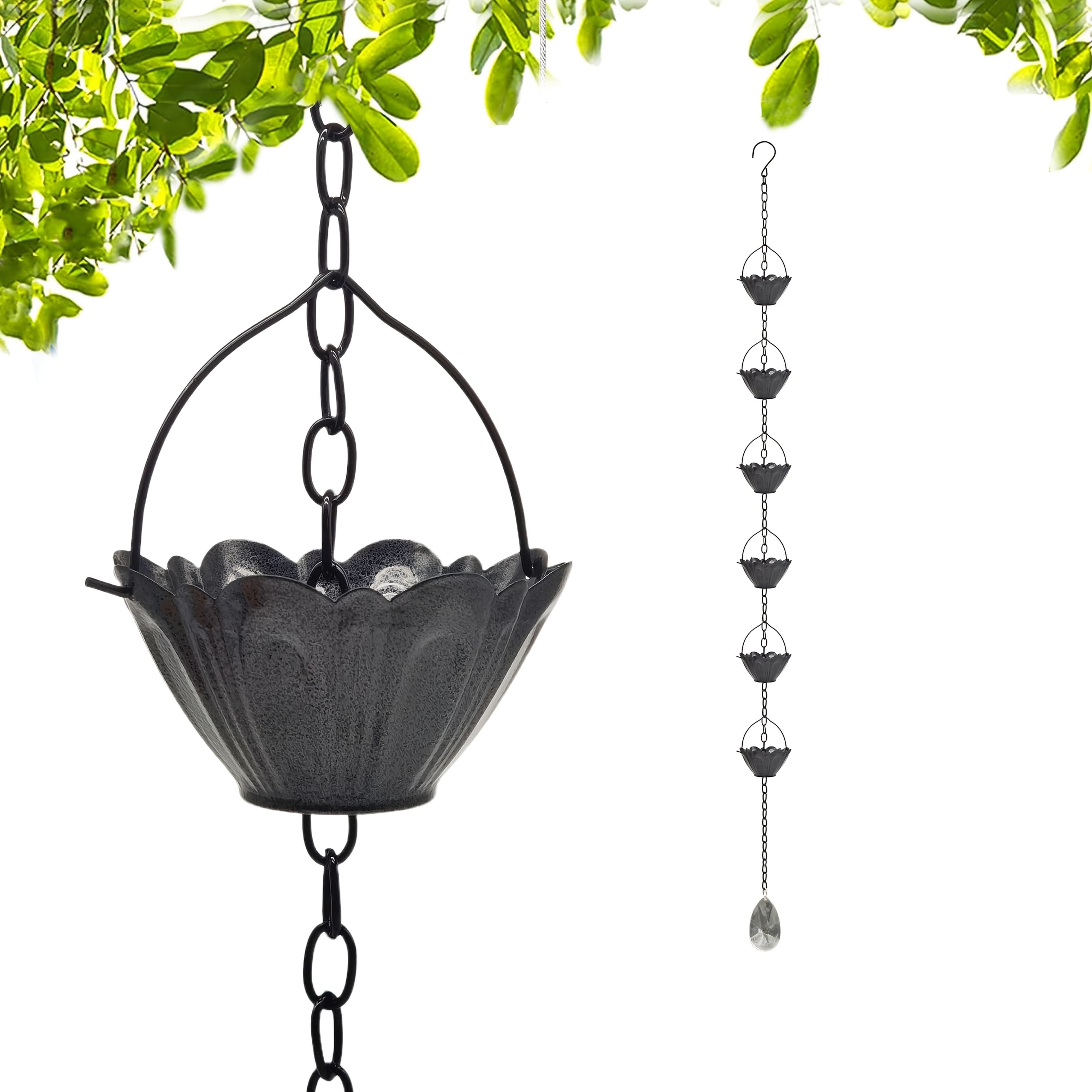 TEMU 1pc Outdoor Iron Rain Chain, 6-bucket Decorative Water For And Gutter Drainage, Garden Ornament, Christmas Gift