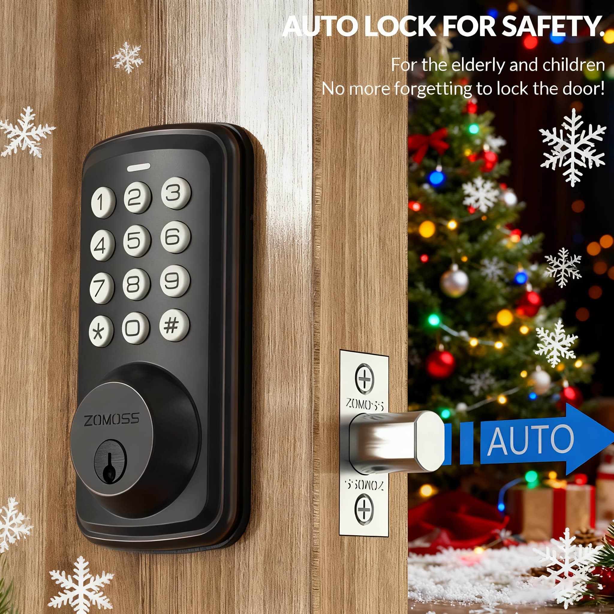 TEMU Premium Alloy Smart Door Lock Set With Handle - Keypad Deadbolt Featuring 20-digit Password, Anti-peeping Password Technology, Function And Lock, Door Security Solution With , Sturdy & Durable